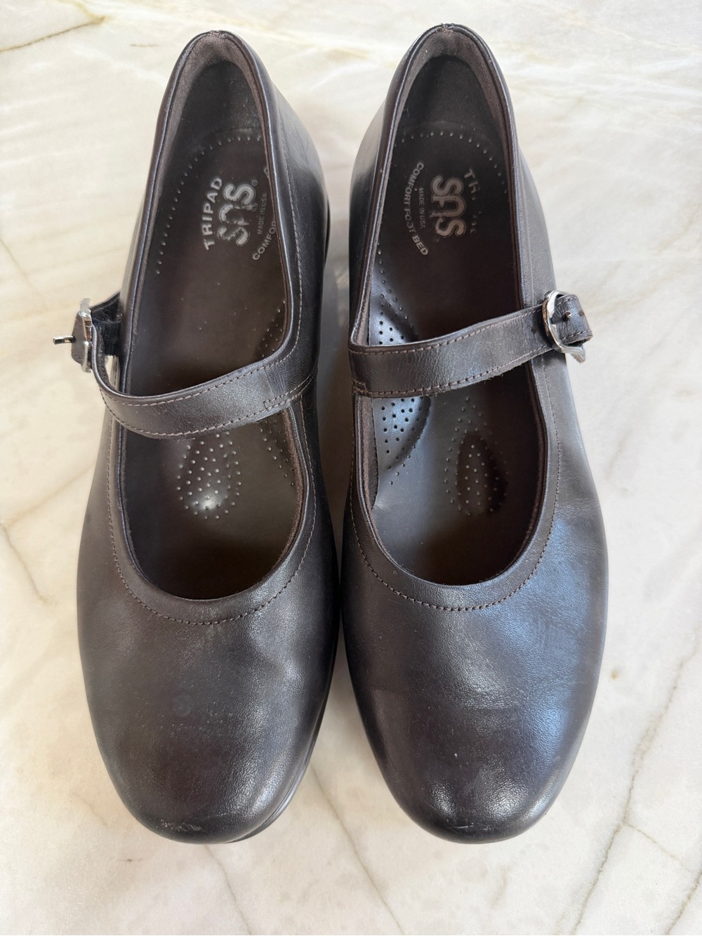 SAS Women's Mary Jane Leather Flats in Dark Brown- Cordovan 9W